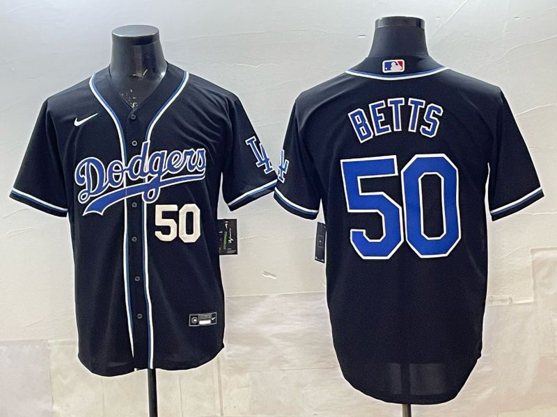 Men 2025 Nike Los Angeles Dodgers #50 Betts Black MLB Jersey style 003
